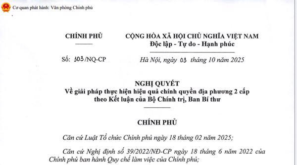 Nghị quyết: Về giải pháp thực hiện hiệu quả chính quyền địa phương 2 cấp theo Kết luận của Bộ chính trị, Ban bí thư